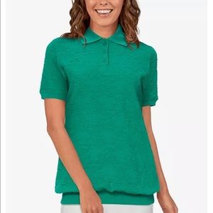 Women's Missy Savannah Floral Jacquard Ribbed Trim Pullover Top